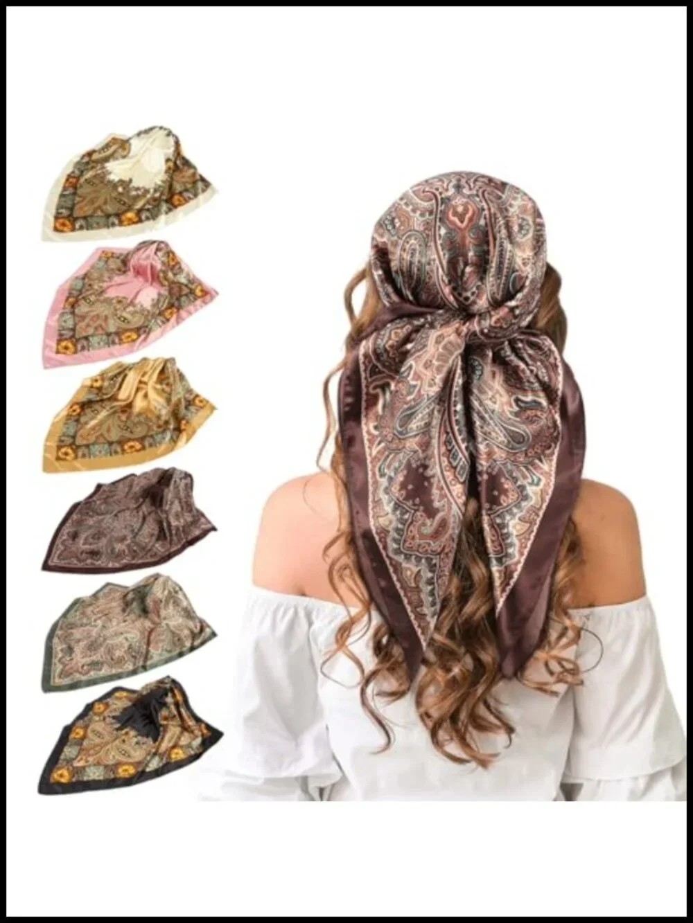 Large Satin Scarf Square Wraps Silk Feel Vintage Bandana for Hair Neck